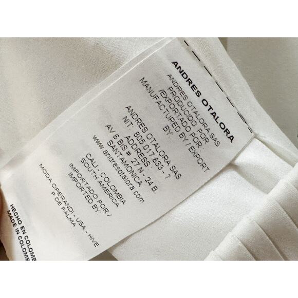 Andres Otalora Gingko Ivory White Pleated Silk Strapless Crop Top Blouse Size 2 - Picture 5 of 6